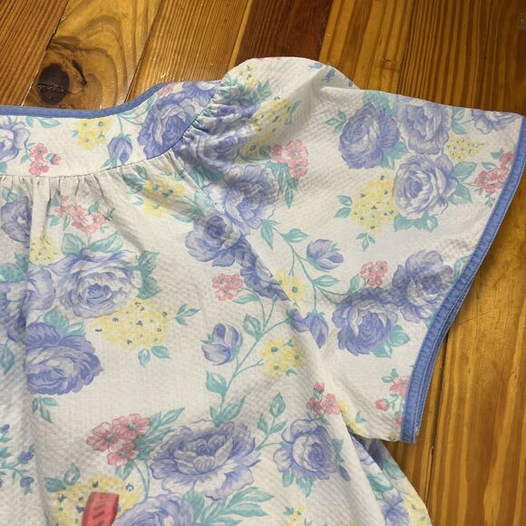 Vtg Flower Power Midi Robe Size L-XL HouseCoat Nightgown Dress Muumuu Mod Waffle - Picture 15 of 16